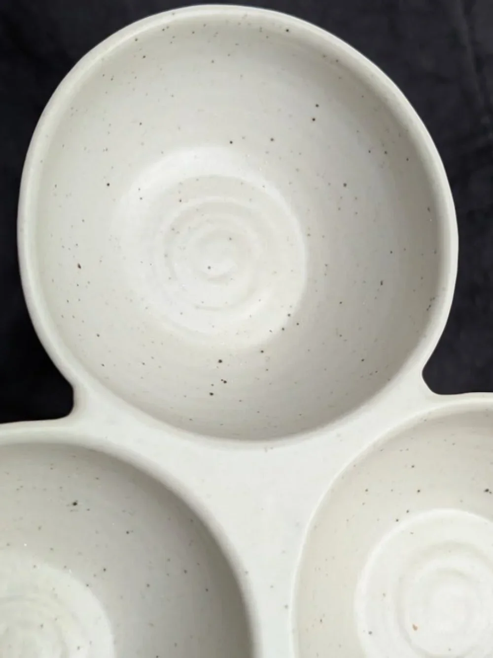 Pottery Barn Farmstead Stoneware Triple Serving Dish Nut Dish Multi Use
